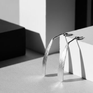 Silver ribbon | Sterling Silver Ribbon Earrings - Modern Elegant Dangle