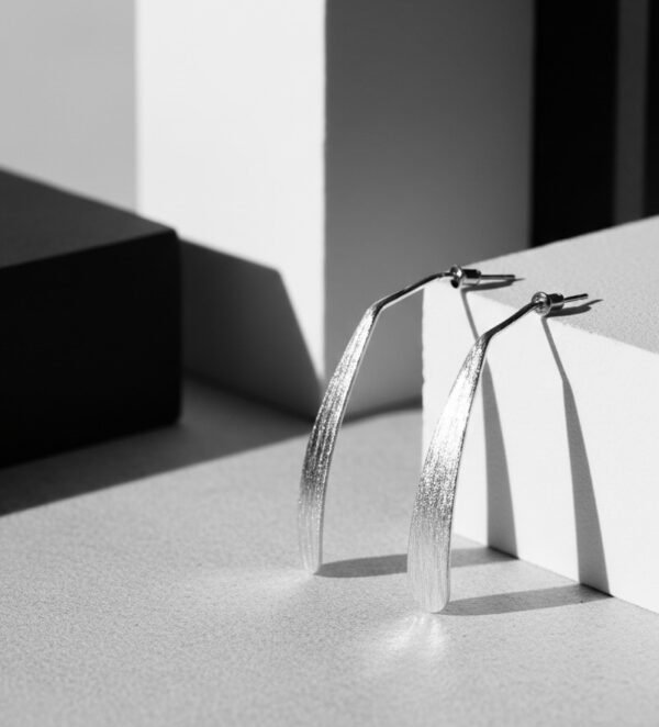 Silver ribbon | Sterling Silver Ribbon Earrings - Modern Elegant Dangle
