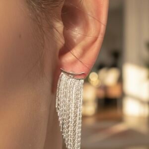 Tassel | Silver Tassel Earrings - Elegant Dangle Jewelry - Image 2