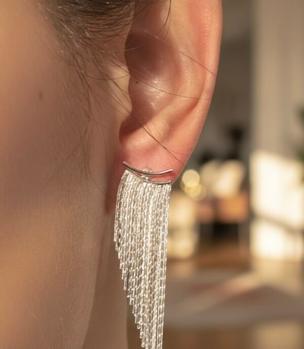 Tassel | Silver Tassel Earrings - Elegant Dangle Jewelry