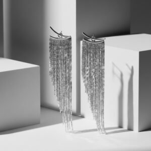 Tassel | Silver Tassel Earrings - Elegant Dangle Jewelry