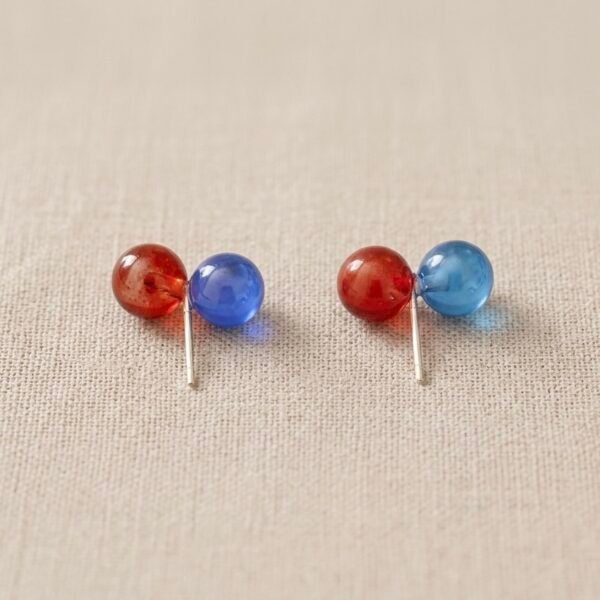 Red & Blue Natural Agate Stud Earrings