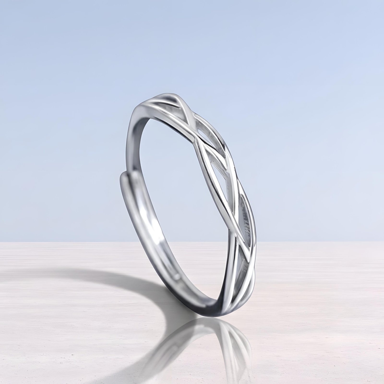 Net ring. S925 Sterling Silver, Modern Geometric Adjustable Ring, Architectural Band, Minimalist Jewelry