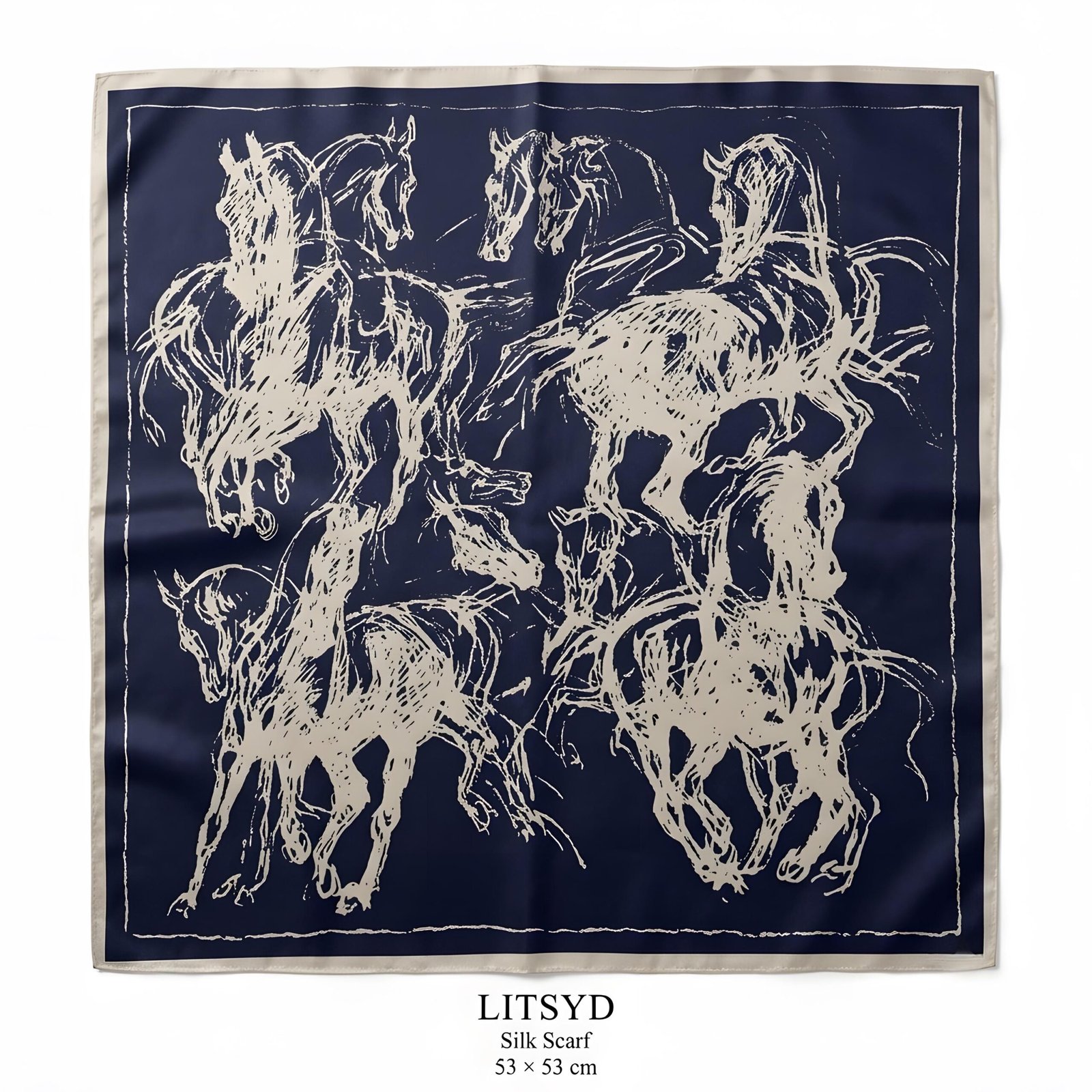 Abstract horse. 100% silk scarf