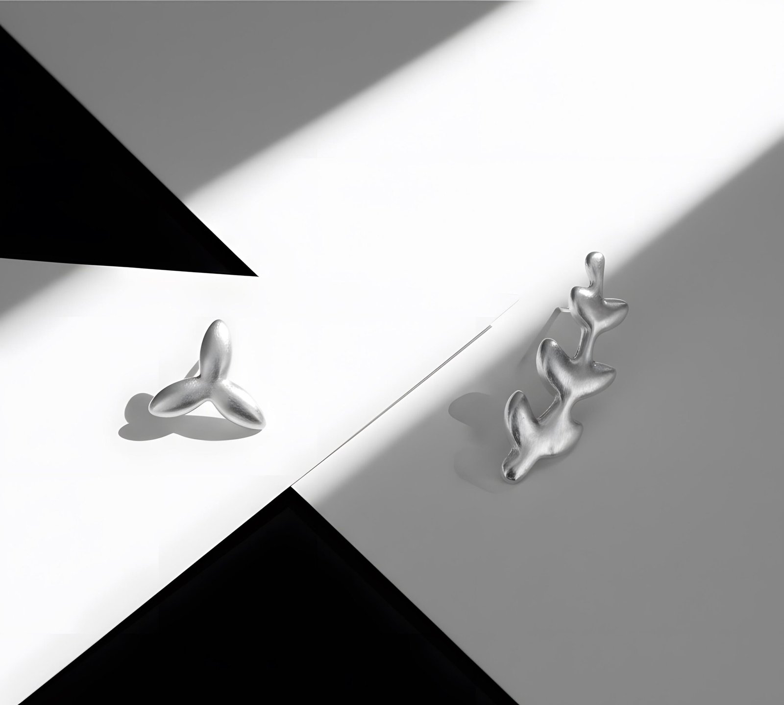 S925 Sterling Silver, Asymmetric Leaf Earrings - Nature Inspired Jewelry